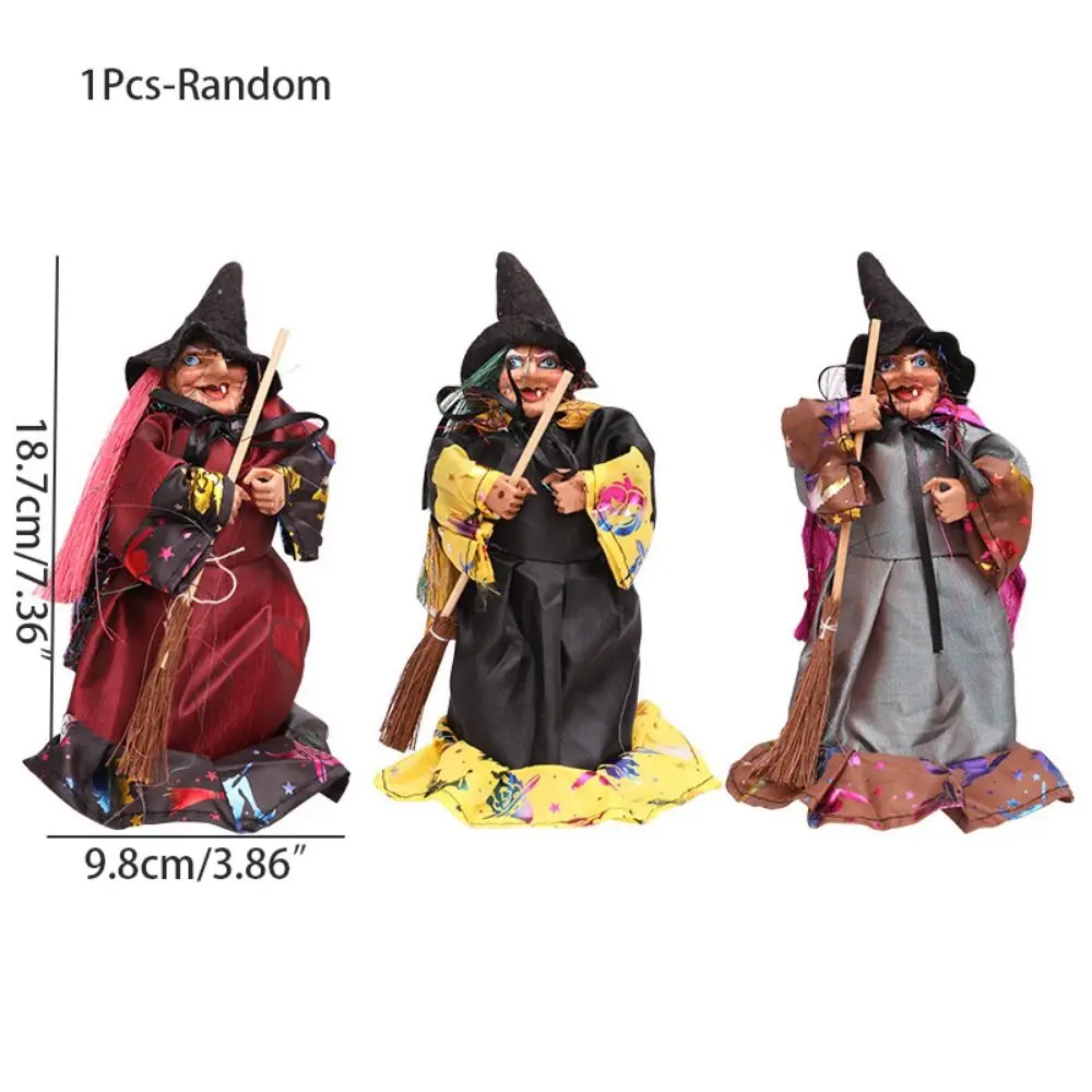 Color Random DIY Halloween Witch Ornaments Handmade With Broom Broom Witch Figurines Witch Witch Broom Props Home Decor
