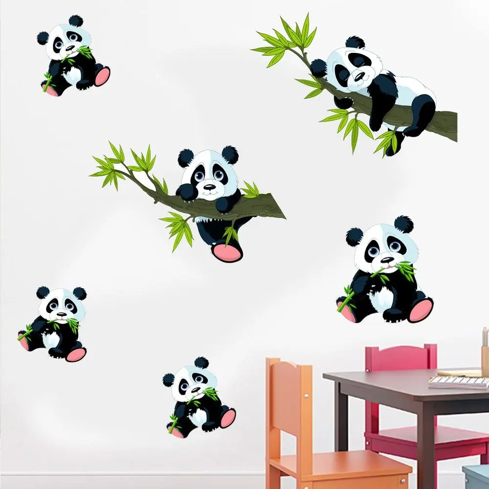 Festival Supplies Cartoon Bamboo Panda Wall Sticker Waterproof PVC Panda Mural Decals Removable Wallpaper Decal Bedroom
