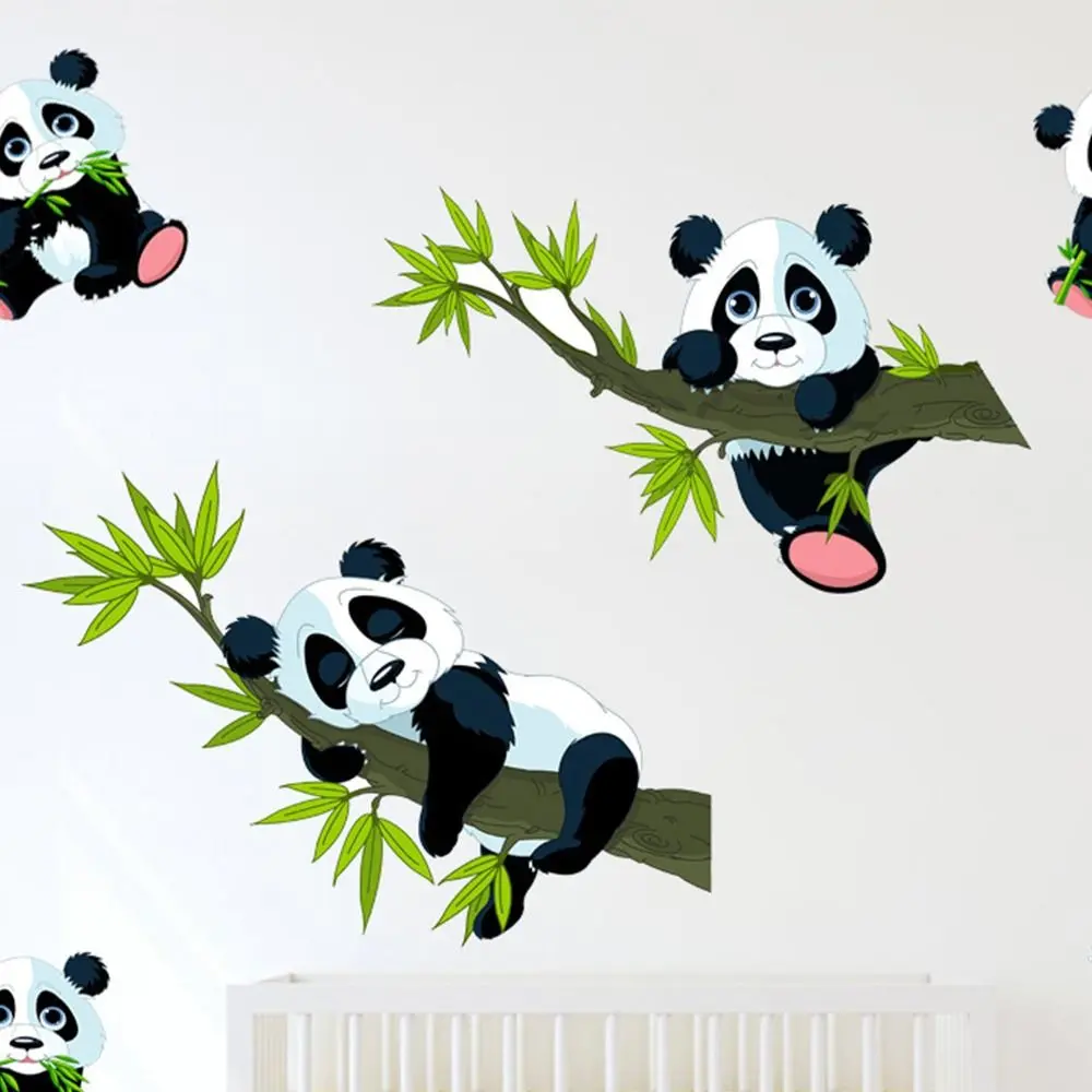 Festival Supplies Cartoon Bamboo Panda Wall Sticker Waterproof PVC Panda Mural Decals Removable Wallpaper Decal Bedroom