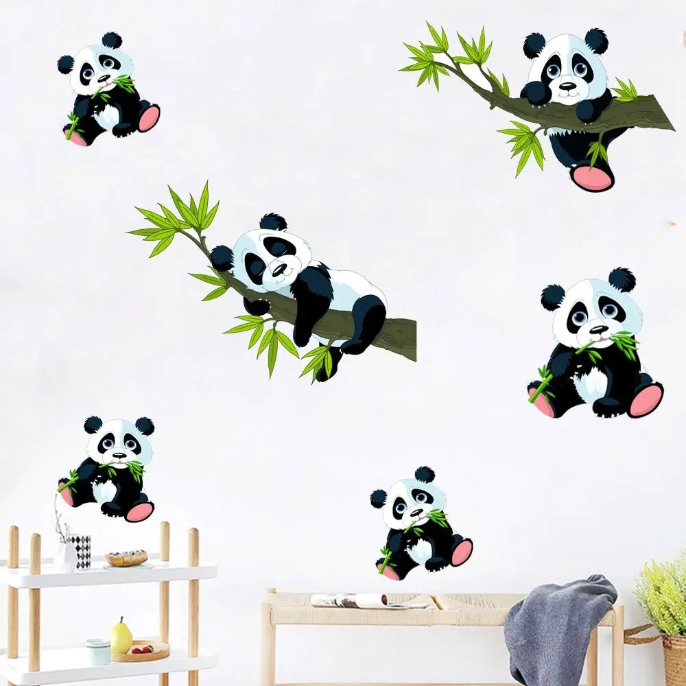 Festival Supplies Cartoon Bamboo Panda Wall Sticker Waterproof PVC Panda Mural Decals Removable Wallpaper Decal Bedroom