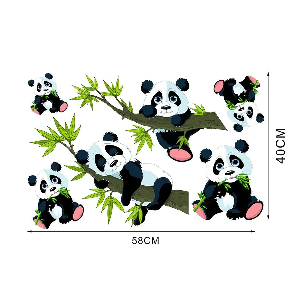 Festival Supplies Cartoon Bamboo Panda Wall Sticker Waterproof PVC Panda Mural Decals Removable Wallpaper Decal Bedroom