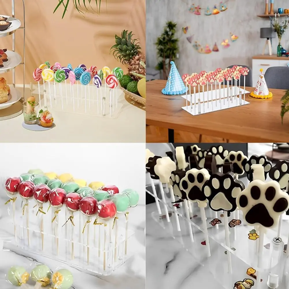 Durable 10/21 Holes Lollipop Stand Clear Acrylic Candy Rack Candy Decor Detachable Cake Lollipop Holder for Wedding
