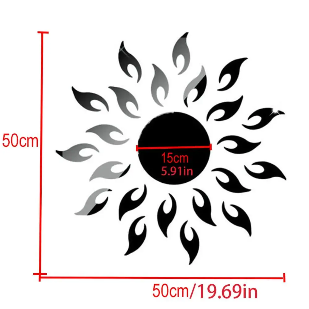Sofa Setting Wall Mirror Sticker Room Decoration For TV Wall Wall Decals Sun Flower Sticker Mirror Surface Sticker Wallpaper