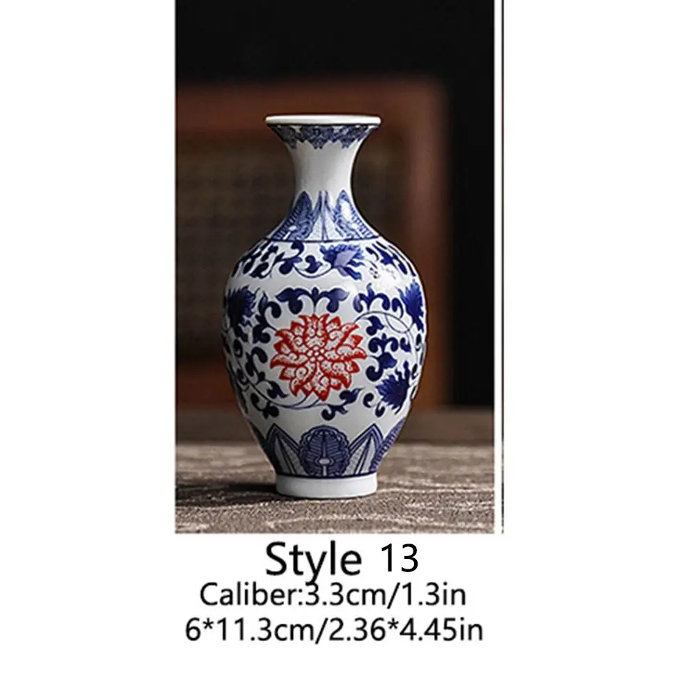 Blue and White Small Porcelain Vases Mini Strong Chinese Style Bud Vases Handmade Hand-painted Ceramic Flower Vase Home Decor