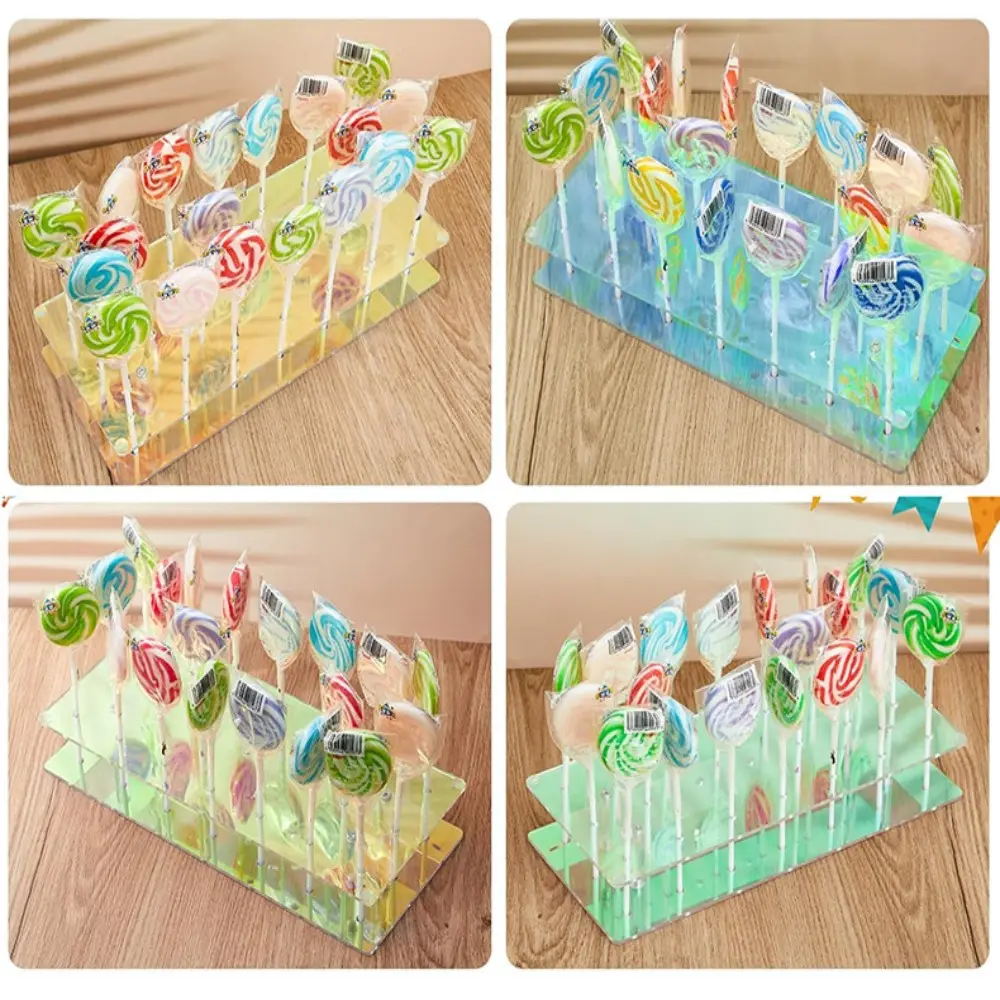 Durable 10/21 Holes Lollipop Stand Clear Acrylic Candy Rack Candy Decor Detachable Cake Lollipop Holder for Wedding