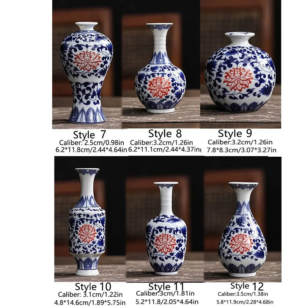 Blue and White Small Porcelain Vases Mini Strong Chinese Style Bud Vases Handmade Hand-painted Ceramic Flower Vase Home Decor