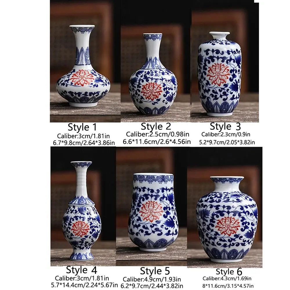 Blue and White Small Porcelain Vases Mini Strong Chinese Style Bud Vases Handmade Hand-painted Ceramic Flower Vase Home Decor