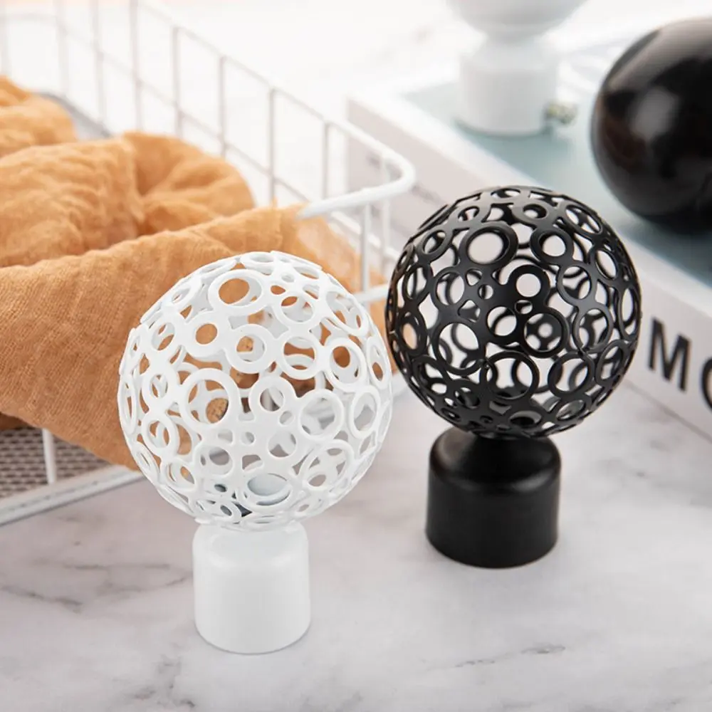 Durable 2pcs Iron Hollow Out Round Curtain Accessories Roman Rod Head Curtain Rods Ends Caps Curtain Rods Head