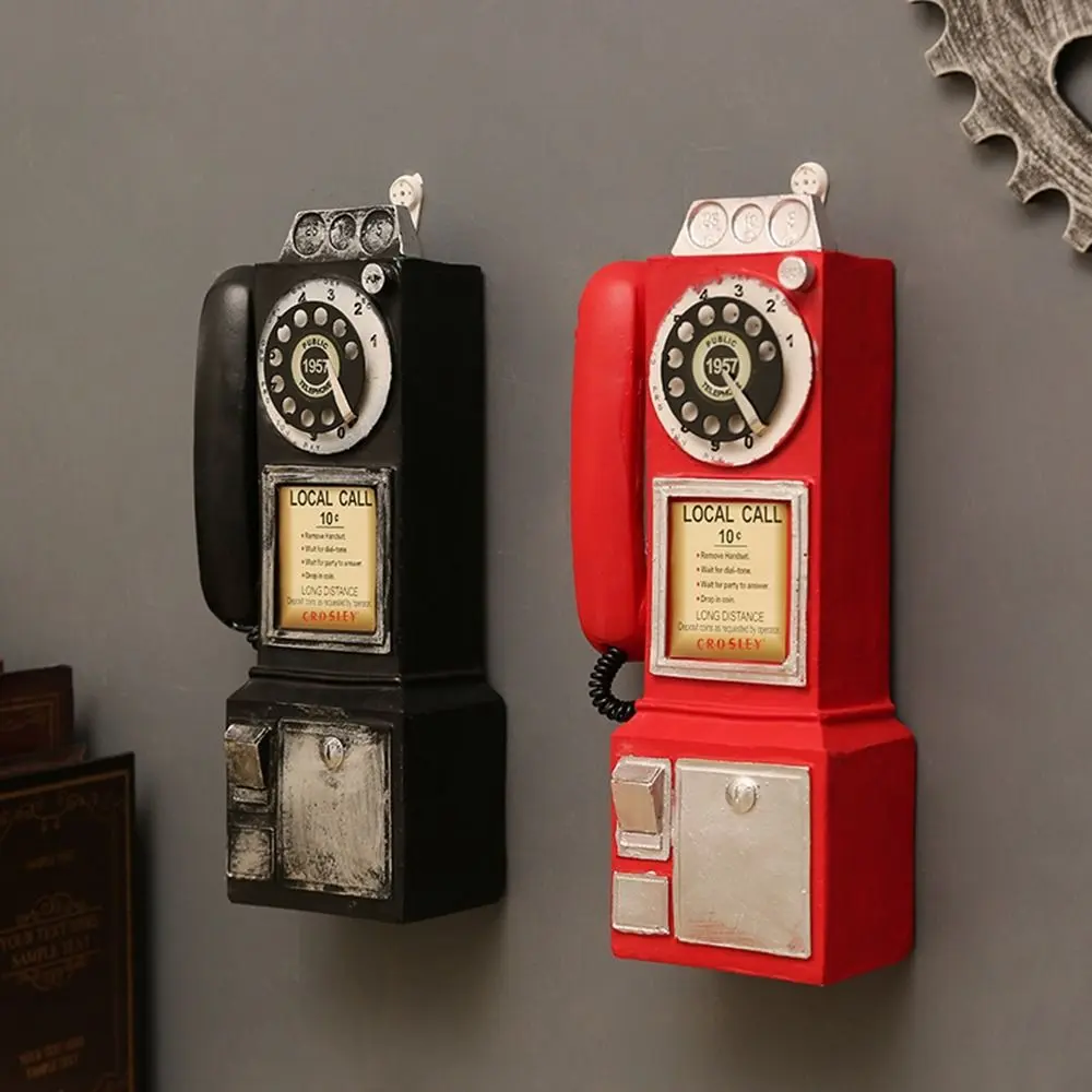Retro Telephone Retro Resin Telephone Old-fashioned Resin Crafts Telephone Model Hangable Anti-collision Wall Decoration