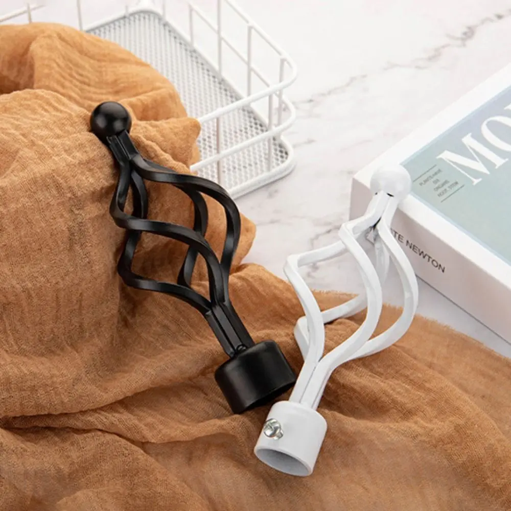 Durable 2pcs Iron Hollow Out Round Curtain Accessories Roman Rod Head Curtain Rods Ends Caps Curtain Rods Head