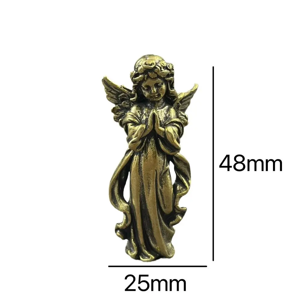 Cute Brass Angel Cupid Statue Lucky Vintage Angel Cupid Miniature Figurines Exquisite Handmade Guardian Angel Figurines