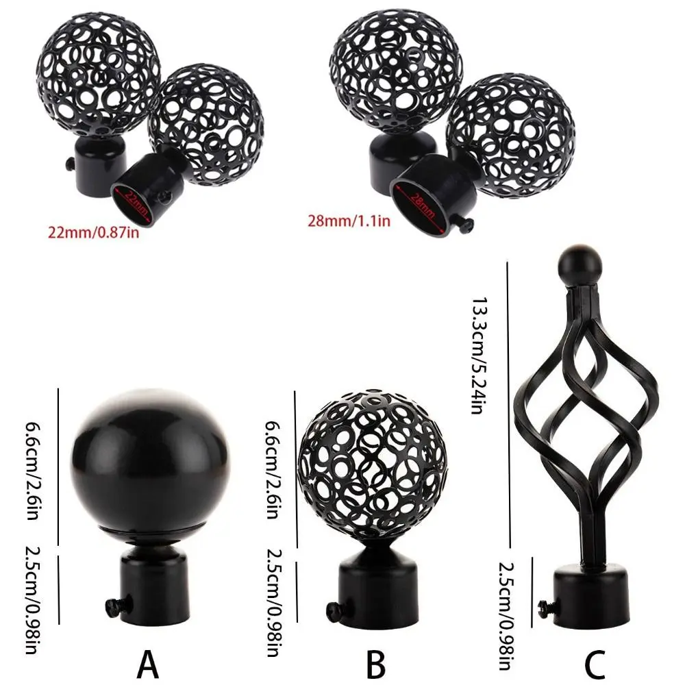 Durable 2pcs Iron Hollow Out Round Curtain Accessories Roman Rod Head Curtain Rods Ends Caps Curtain Rods Head