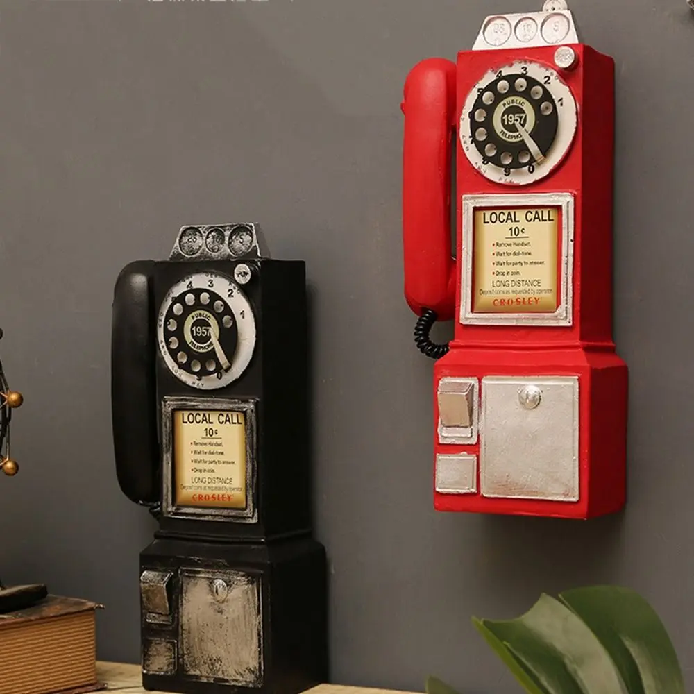 Retro Telephone Retro Resin Telephone Old-fashioned Resin Crafts Telephone Model Hangable Anti-collision Wall Decoration