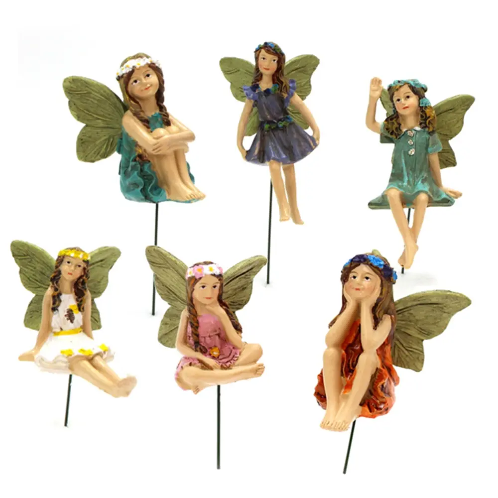 Flower Fairy Plug In Ornaments Home Decor Micro Landscape Miniature Fairy Garden Accessories Fairies Figurines Outdoor Decor