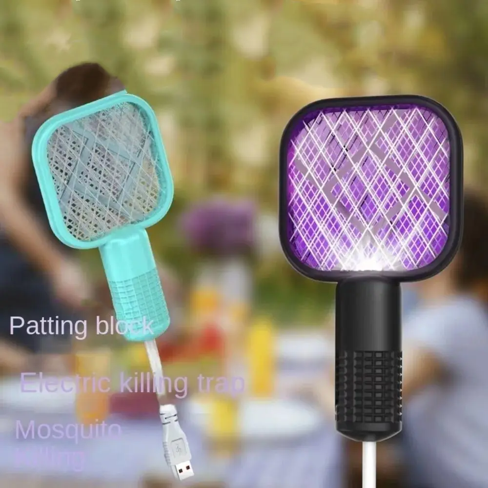 Durable USB Mosquito Swatter Trap Electric Shock Mini Insect Racket UV Light Portable Fly Bug Zapper Bedroom