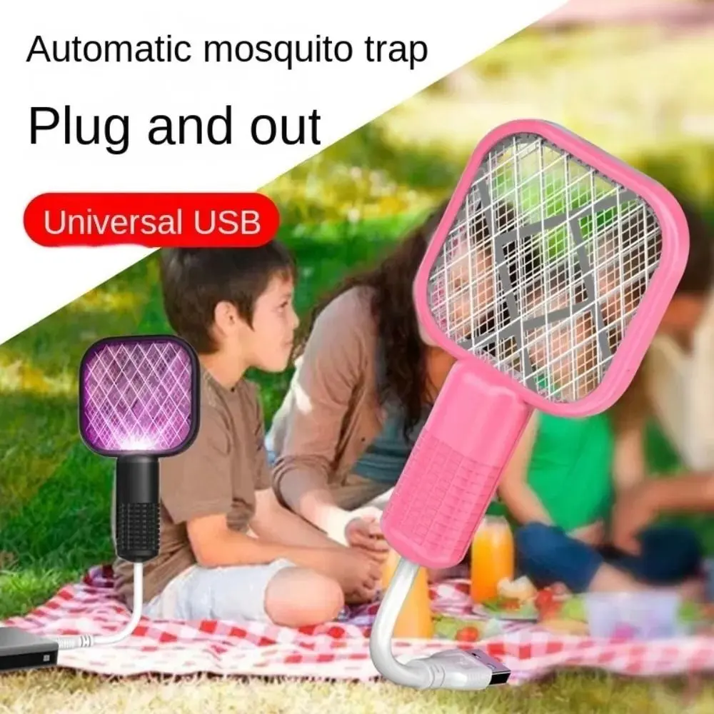 Durable USB Mosquito Swatter Trap Electric Shock Mini Insect Racket UV Light Portable Fly Bug Zapper Bedroom