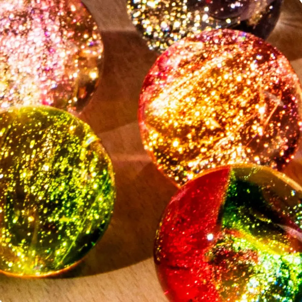 LED Wood Stand 7 Colorful Glass Ball Shiny Rectangle/Round Base Crystal Ball Night Lamp USB Plug in Detachable