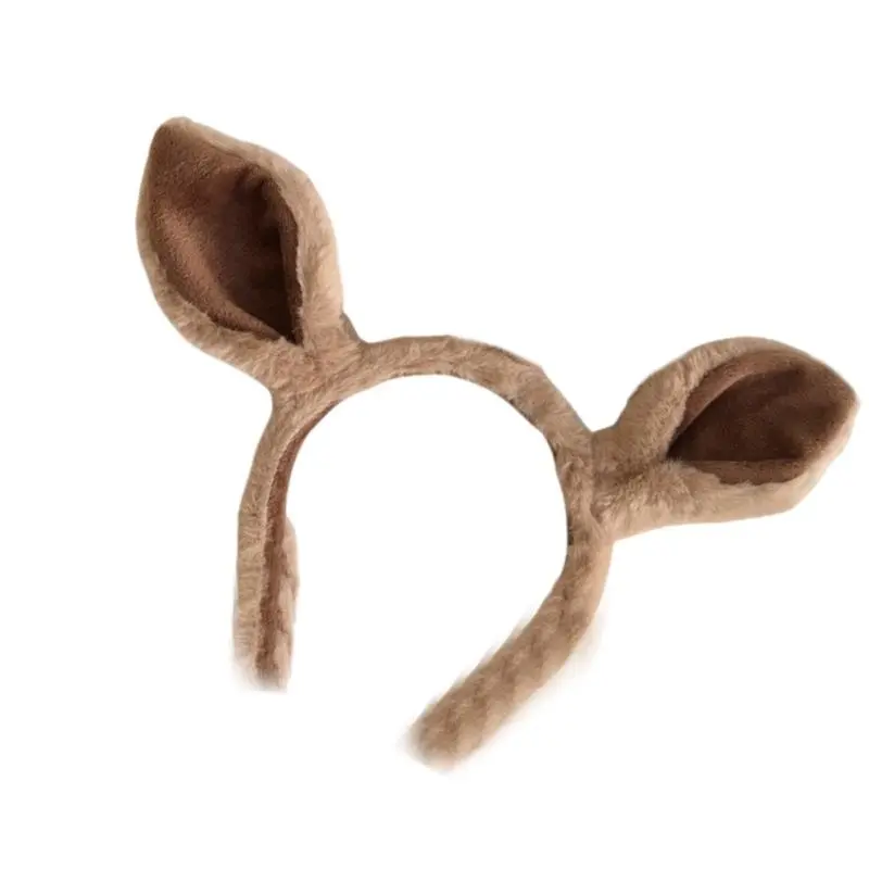 652F Plush Antler Ear Hairband Anime Headband Women Stage Show Hairhoop for Role Play and Music Festival Dressingup Headpiece