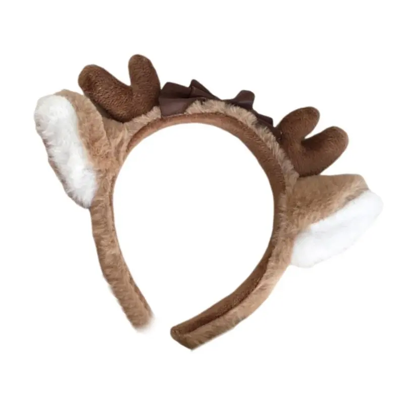 652F Plush Antler Ear Hairband Anime Headband Women Stage Show Hairhoop for Role Play and Music Festival Dressingup Headpiece