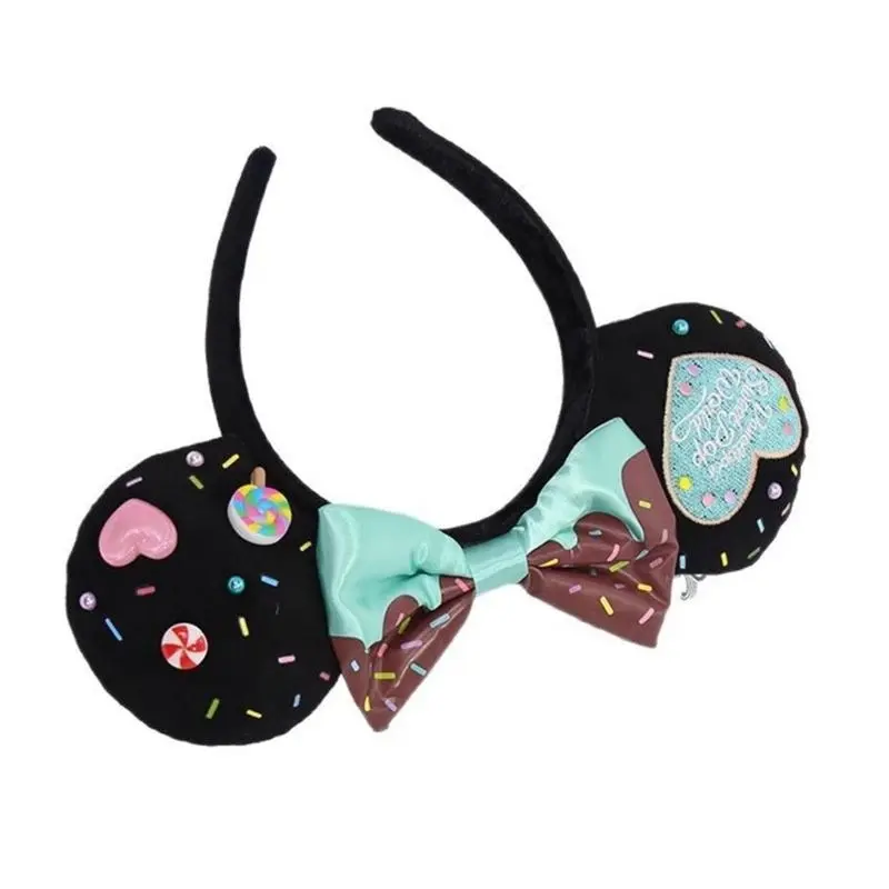 652F Thick Cartoon Character Hairband With Chocolate Bows Hair Accessories for Women Girls Cosplay Event