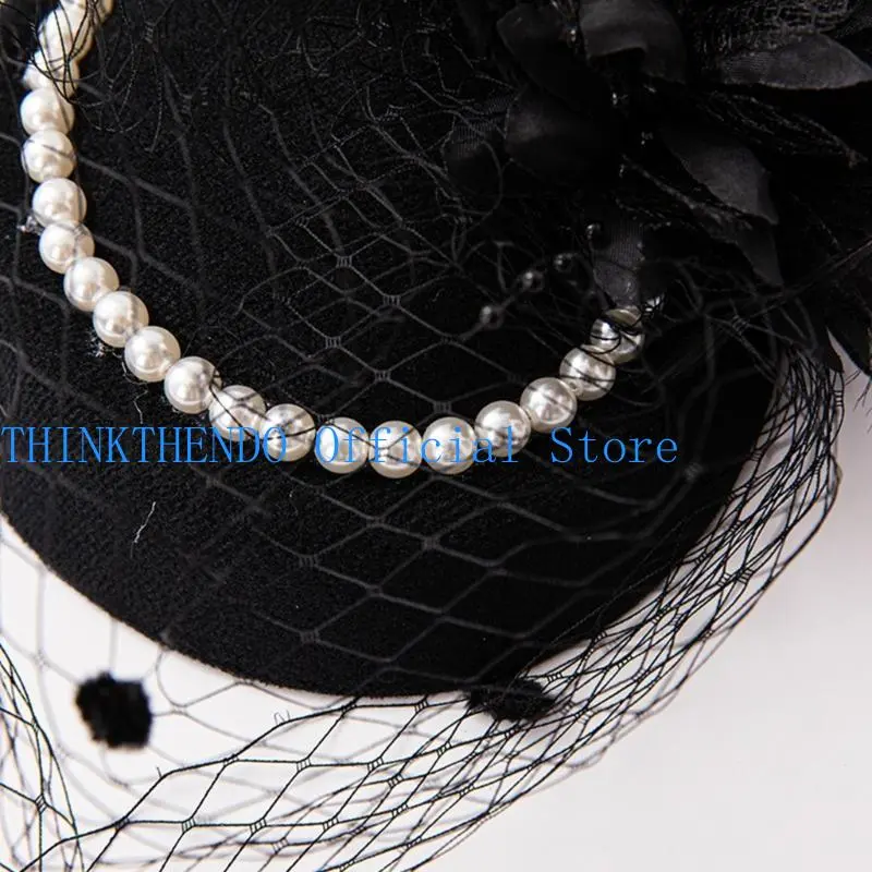 652F Party Fascinator Derby Hat Women Fascinator Headband Veil Fascinator Derby Pillbox Hat Cocktail Veil Mesh