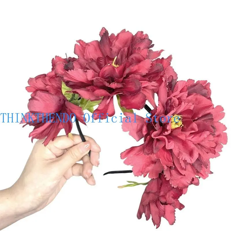 39BB Flower Headband Fashionable Head Hoop Delicate Hair Ornament Hair Styling Tool for Children Adults Photo Props