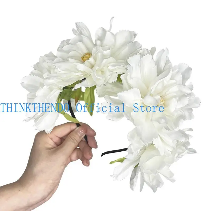 39BB Flower Headband Fashionable Head Hoop Delicate Hair Ornament Hair Styling Tool for Children Adults Photo Props