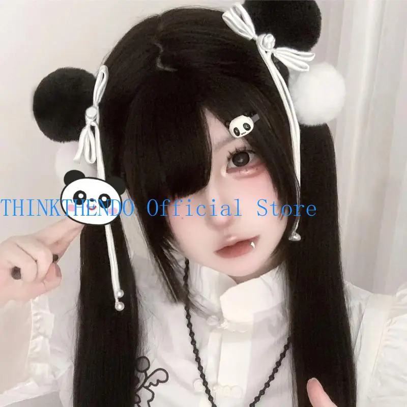 652F Ergonomic Panda Ears Hair Clip Polyester Hairpin Comfortable Hair Accesories Hairpieces for Children and Panda Lover