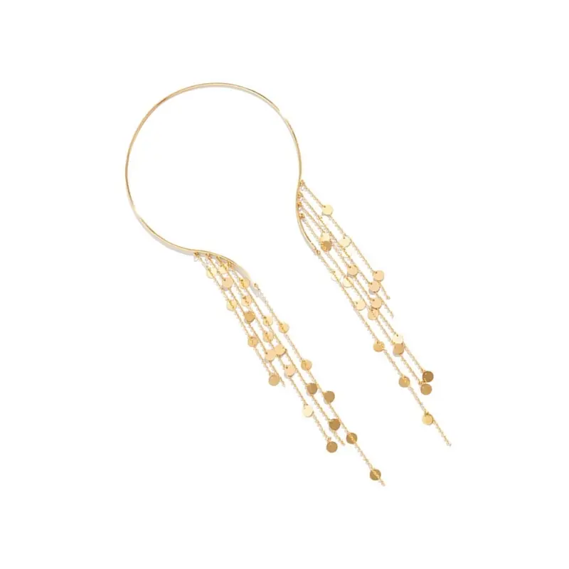 652F Fashionable Faux Coin Tassels Necklace for Ladies Jewelry Idol Costume Modern Layered for Idol Dancer