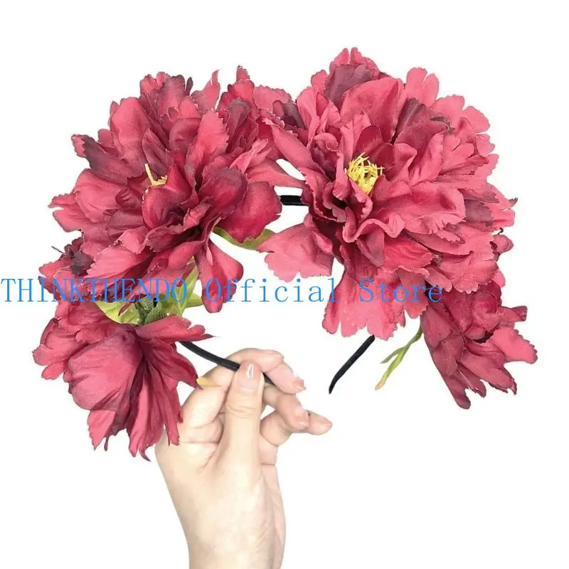 39BB Flower Headband Fashionable Head Hoop Delicate Hair Ornament Hair Styling Tool for Children Adults Photo Props