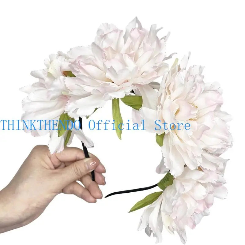 39BB Flower Headband Fashionable Head Hoop Delicate Hair Ornament Hair Styling Tool for Children Adults Photo Props