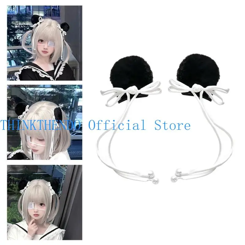 652F Ergonomic Panda Ears Hair Clip Polyester Hairpin Comfortable Hair Accesories Hairpieces for Children and Panda Lover