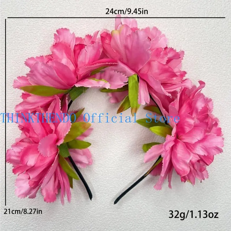 39BB Flower Headband Fashionable Head Hoop Delicate Hair Ornament Hair Styling Tool for Children Adults Photo Props
