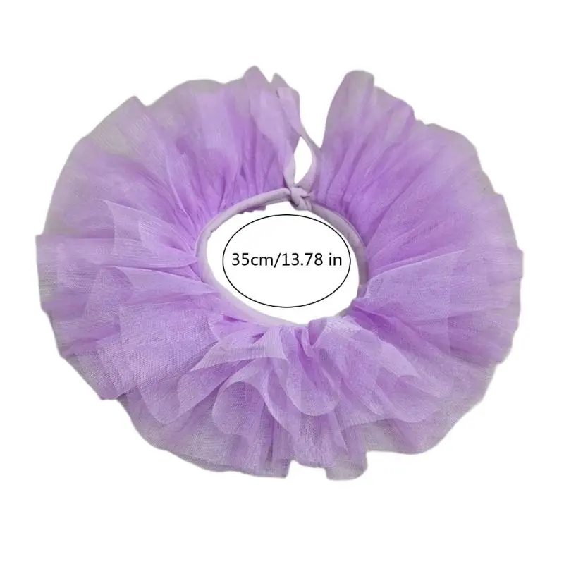 652F Toddler Girl Adjustable Ribbon Tie Mesh False Collar Shawl Ruffled 3 Layers Scarf Capes Clown Choker for Costume Parties