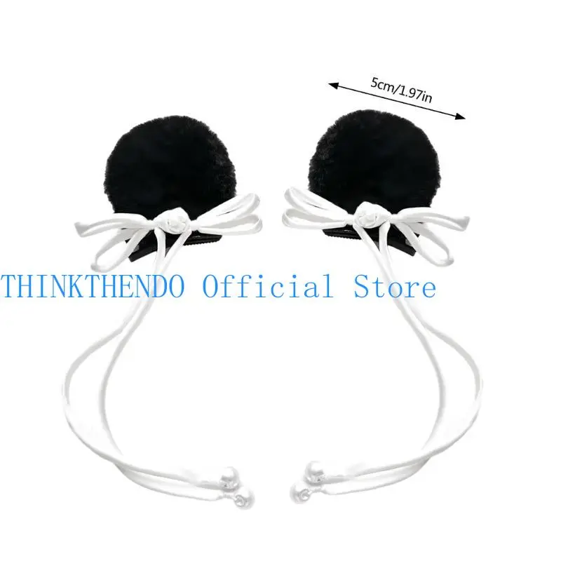 652F Ergonomic Panda Ears Hair Clip Polyester Hairpin Comfortable Hair Accesories Hairpieces for Children and Panda Lover