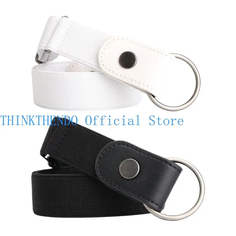 39BB 2pc Elastic Waistband No Metal Clasp Adjustable Invisible Belt for Men Women