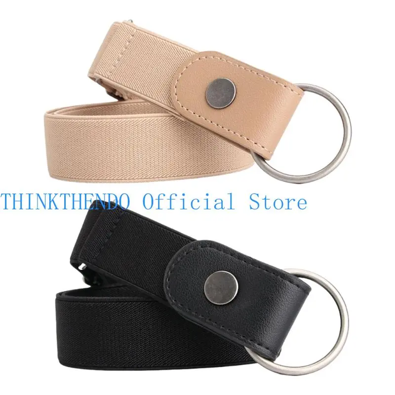 39BB 2pc Elastic Waistband No Metal Clasp Adjustable Invisible Belt for Men Women