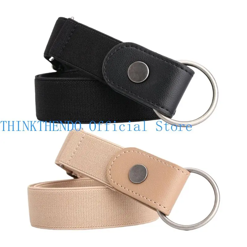39BB 2pc Elastic Waistband No Metal Clasp Adjustable Invisible Belt for Men Women
