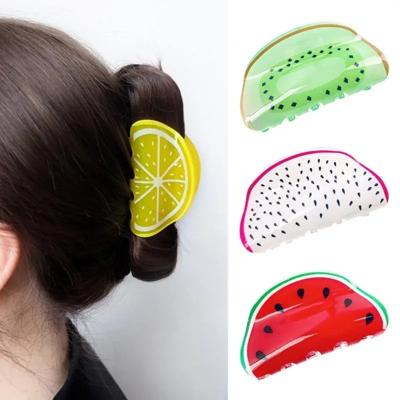 652F Multi Functional Fruit Hair Clamps Cartoon Fruit Hairpin Acrylic Hair Clip Ornament for Fashion Enthusiasts