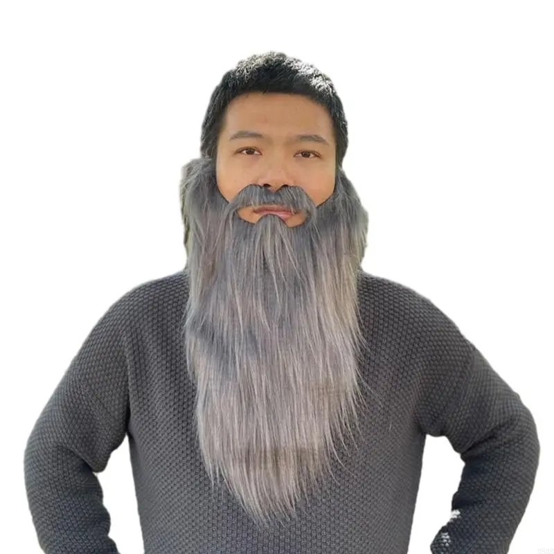 652F Fake Beards Costume Beard Old Man Mustache Costume Halloween Funny Beard  Hair Accessories for Cosplay Party