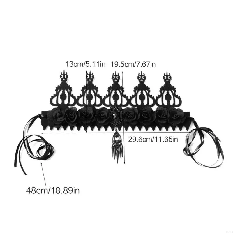 652F Halloween Witch Headband for Women Perfect for Weddings and Parties Gothic Tiaras Dark Series Black Headwear