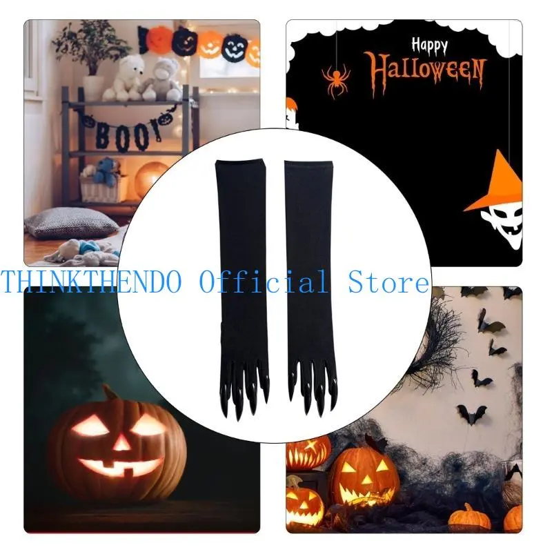652F Halloween Funny Gloves Scary Monsters Masked Mittens Gloves Cosplay Supply for Halloween Parties and Cosplay Event