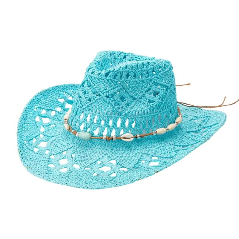 652F Breathable Bead Band Straw Hat Women Bohemian Vacation Hat Wide Brims Travel Panama Hat Beachwear Hat for Leisure Outfit