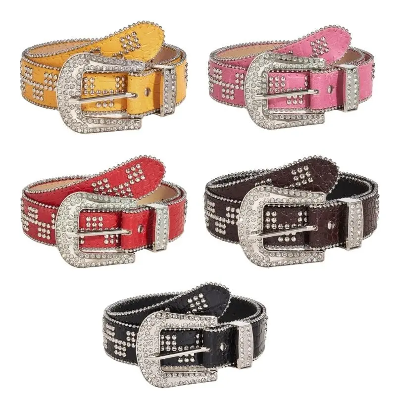 652F Rivet Studded Belt for Women Fashion Waist Belt  Girl All Matching Belt for Teens Girl Western Vintage Belt Waistband