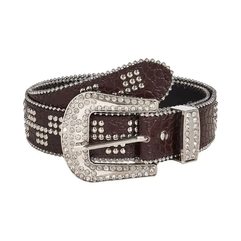652F Rivet Studded Belt for Women Fashion Waist Belt  Girl All Matching Belt for Teens Girl Western Vintage Belt Waistband