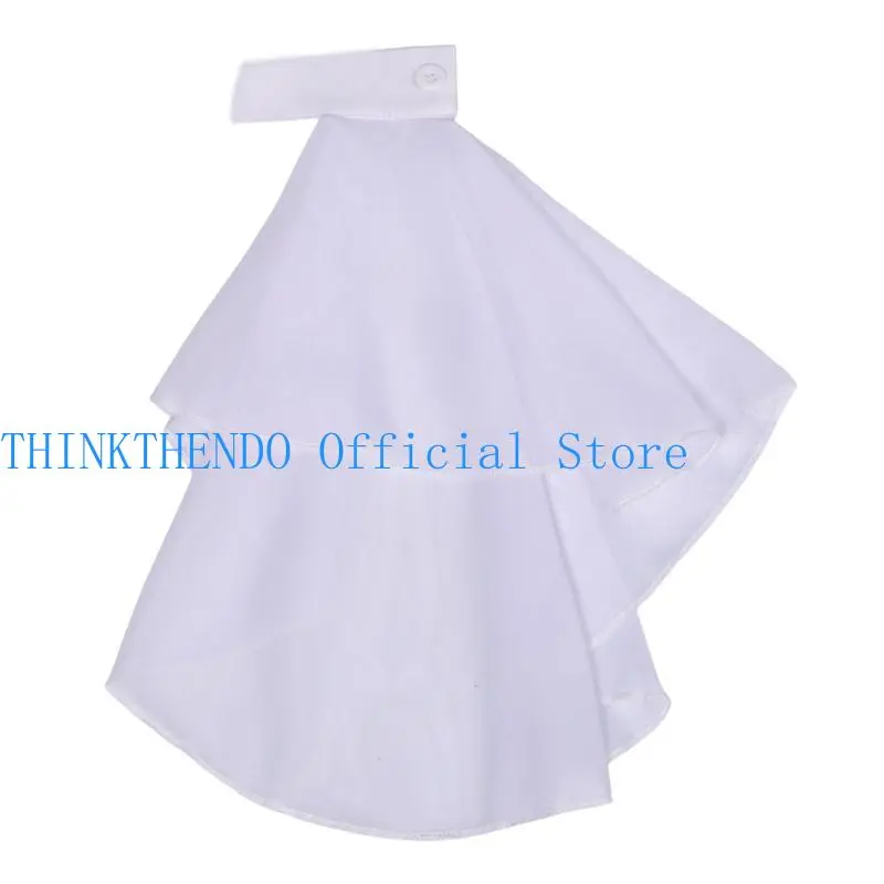 652F Victorian Colonial Jabot Steampunk Detachable Ruffled False Collar Shirt Front Necklace Neckwear Halloween Costume