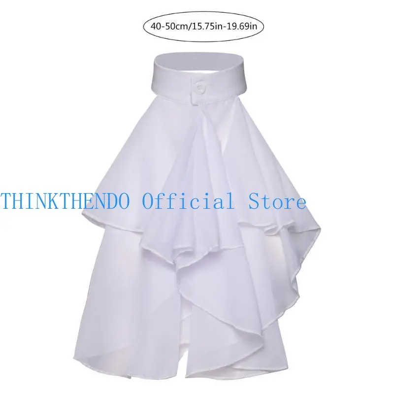 652F Victorian Colonial Jabot Steampunk Detachable Ruffled False Collar Shirt Front Necklace Neckwear Halloween Costume