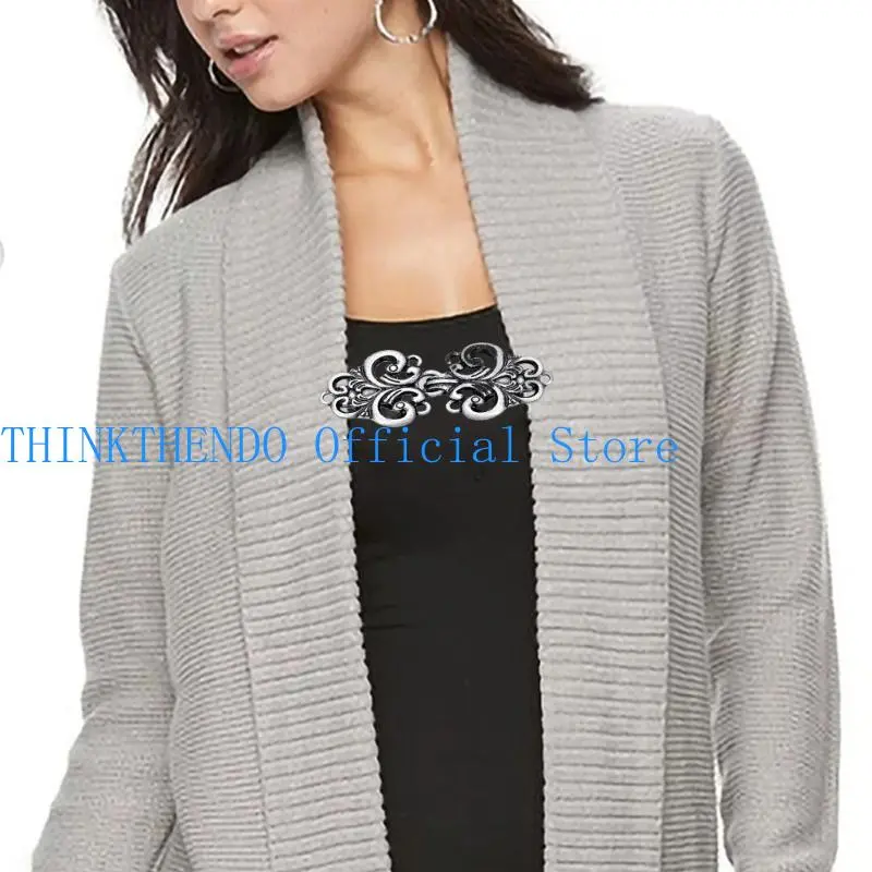 39BB Cardigan Clip Shawl Collar Clasp Dress Shirt Brooch Clip for Girl Women Shawl Vintage Collar Cloak Clasp Fasteners