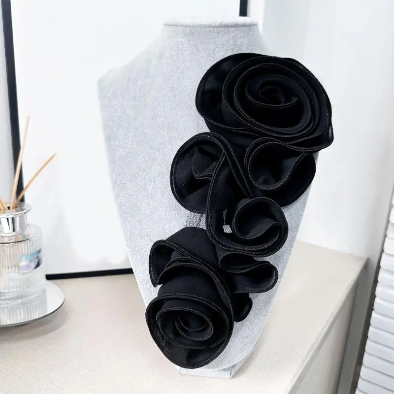 652F 3D Ruffled Flower Appliques Handmade Costume Accessories Dancer Dress Sewing Flower Patches for Crafting Formal Costume