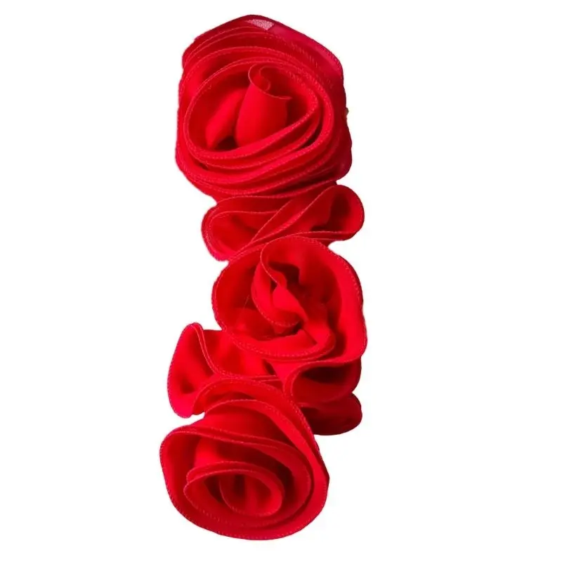 652F 3D Ruffled Flower Appliques Handmade Costume Accessories Dancer Dress Sewing Flower Patches for Crafting Formal Costume